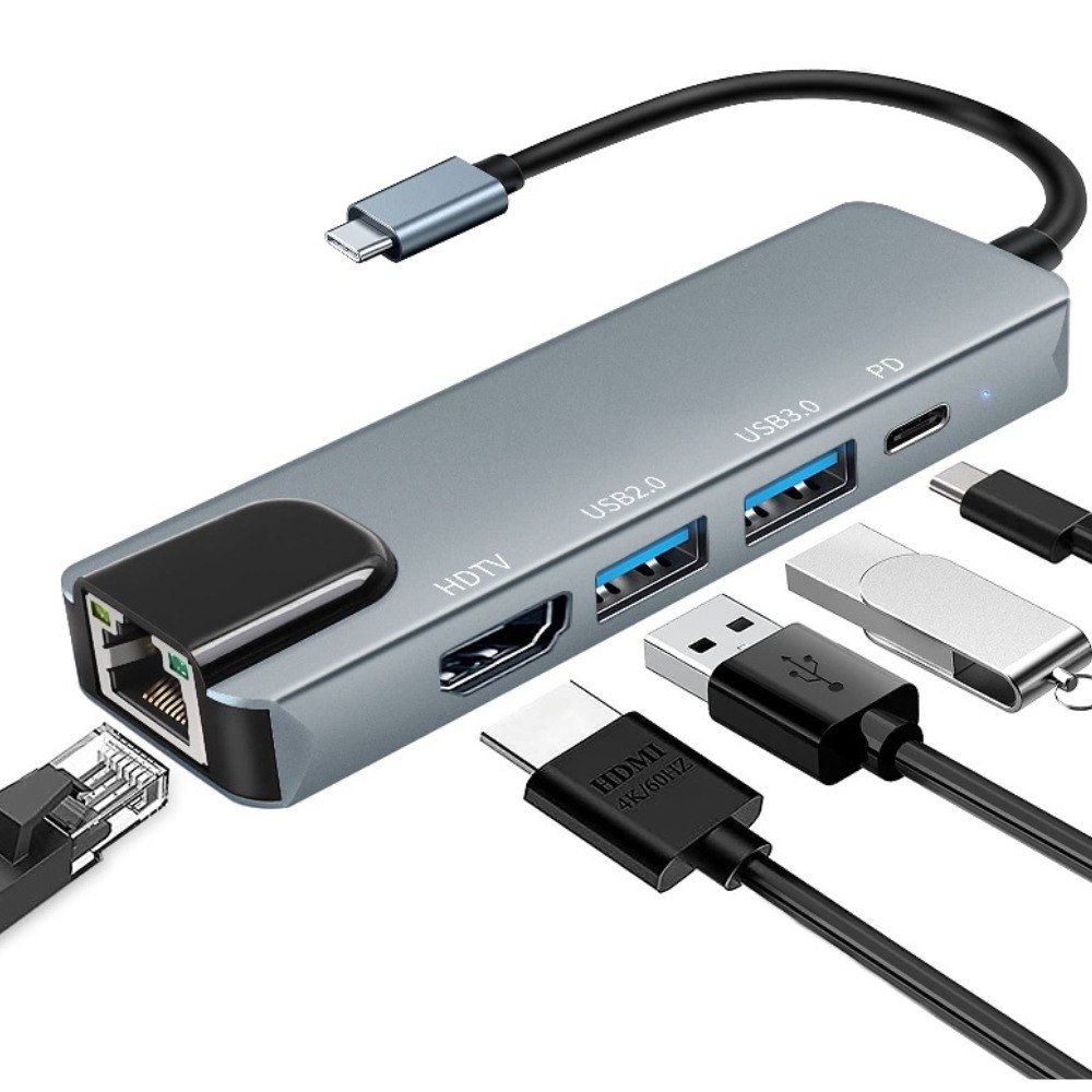 Adaptador Convertidor Usb C 5 En 1 Multi - Imagen 2