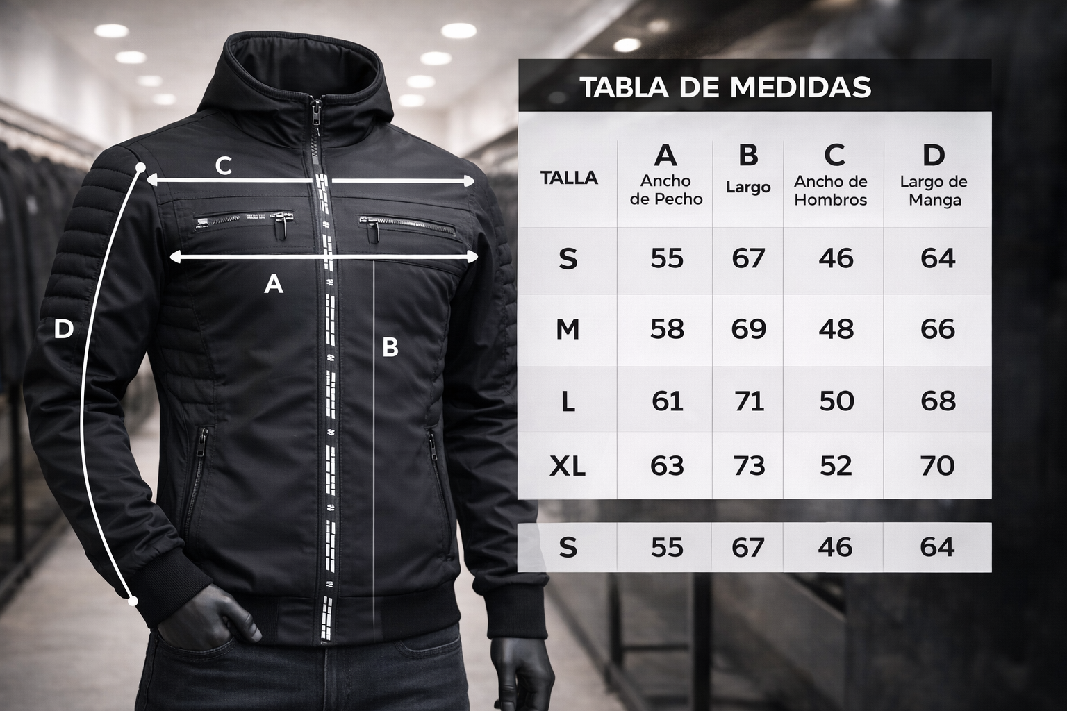 CHAQUETA HOMBRE CAPOTA BLACK - Imagen 3